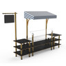 Mogogo - Modular 130" x 33" x 95" Black Marble / Brushed Brass Classic Canopy Station - MGCMLA04MBWF