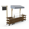 Mogogo - Modular 130" x 33" x 95" Mango Wood / Brushed Brass Classic Canopy Station W/ Casters - MGCMLA04WBWW