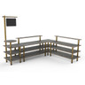 Mogogo - Modular 130" x 100" x 95.5" Grey Slate / Brushed Brass Breakfast Corner Station - MGCMLB14GBXF