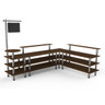 Mogogo - Modular 130" x 100" x 95.5" Mango Wood / Brushed Brass Breakfast Corner Station - MGCMLB14WSXF