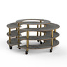 Mogogo - Modular 81.5" x 41" Grey Slate / Brushed Brass Round Market W/ Casters - MGCMSB01GBXW