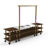 Mogogo - Modular 130" x 29.5" x 95.5" Mango Wood / Brushed Brass Large Arch Induction Station W/ Casters - MGCMLD02WBXW