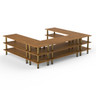 Mogogo - Modular 130" x 100.5" x 35" Bamboo / Brushed Brass Triple Buffet Station - MGCMLA09BBXF