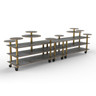 Mogogo - Modular 180.5" x 29.5" x 54" Grey Slate / Brushed Brass Multi Height Display Station W/ Casters - MGCMLB08GBXW