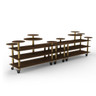 Mogogo - Modular 180.5" x 29.5" x 54" Mango Wood / Brushed Brass Multi Height Display Station W/ Casters - MGCMLB08WBXW