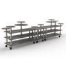 Mogogo - Modular 180.5" x 29.5" x 54" Grey Slate / Brushed Stainless Steel Multi Height Display Station W/ Casters - MGCMLB08GSXW