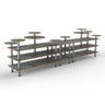 Mogogo - Modular 180.5" x 29.5" x 54" Grey Slate / Brushed Stainless Steel Multi Height Display Station - MGCMLB08GSXF
