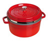 Staub - 5.2 L (5.5 QT) Cherry Red Round Cocotte W/ Bonus Steamer - 40510-601