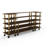 Mogogo - Modular 130" x 29.5" x 60.5" Mango Wood / Brushed Brass Bread & Pastry Station W/ Casters - MGCMLB04WBXW