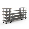 Mogogo - Modular 130" x 29.5" x 60.5" Grey Slate / Brushed Stainless Steel Bread & Pastry Station W/ Casters - MGCMLB04GSXW