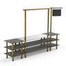 Mogogo - Modular 130" x 29.5" x 96" Grey Slate / Brushed Brass Pro Salsa Bar Station - MGCMLA02GBXF