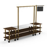 Mogogo - Modular 130" x 29.5" x 96" Mango Wood / Brushed Brass Pro Salsa Bar Station W/ Casters - MGCMLA02WBXW