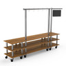Mogogo - Modular 130" x 29.5" x 96" Bamboo / Brushed Stainless Steel Salsa Bar Station W/ Casters - MGCMLA07BSXW