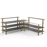 Mogogo - Modular 100.5" x 100.5" x 48" Grey Slate / Brushed Brass Pro Corner Station - MGCMLB05GBXF