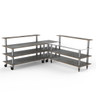 Mogogo - Modular 100.5" x 100.5" x 48" Grey Slate / Brushed Stainless Steel Pro Corner Station W/ Casters - MGCMLB05GSXW