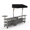 Mogogo - Modular 125" x 41" x 95.5" Grey Slate / Brushed Stainless Steel Mixology Bar Station W/ Canopy & Casters - MGCMLC07GSBW