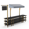 Mogogo - Modular 130" x 33" x 95.5" Black Marble / Brushed Brass Bazaar Action Station W/ Canopy - MGCMLA03MBWF