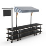 Mogogo - Modular 130" x 33" x 95.5" Black Marble / Brushed Stainless Steel Bazaar Action Station W/ Canopy & Casters - MGCMLA03MSWW
