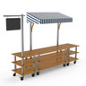 Mogogo - Modular 130" x 33" x 95.5" Bamboo / Brushed Stainless Steel Bazaar Action Station W/ Canopy & Casters - MGCMLA03BSWW