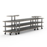Mogogo - Modular 130" x 29.5" x 48" Grey Slate / Brushed Stainless Steel Classic Curved Buffet Station W/ Casters - MGCMLB02GSXW