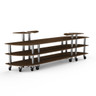 Mogogo - Modular 130" x 29.5" x 48" Mango Wood / Brushed Stainless Steel Classic Curved Buffet Station W/ Casters - MGCMLB02WSXW