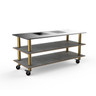 Mogogo - Modular 71" x 29.5" x 35" Grey Slate / Brushed Brass Pro Cooking Induction Station W/ Brushed Stainless Steel Top & Casters - MGCMLD01GBXW