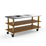 Mogogo - Modular 71" x 29.5" x 35" Bamboo / Brushed Brass Pro Cooking Induction Station W/ Brushed Stainless Steel Top & Casters - MGCMLD01BBXW