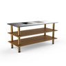 Mogogo - Modular 71" x 29.5" x 35" Bamboo / Brushed Brass Pro Cooking Induction Station W/ Brushed Stainless Steel Top - MGCMLD01BBXF