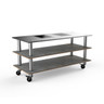 Mogogo - Modular 71" x 29.5" x 35" Grey Slate / Brushed Stainless Steel Pro Cooking Induction Station W/ Brushed Stainless Steel Top & Casters - MGCMLD01GSXW