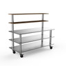 Mogogo - Modular 71" x 29" x 60" Mango Wood / Brushed Stainless Steel Back Bar Stainless Steel Station W/ Casters - MGCMLC04WSXW