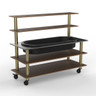 Mogogo - Modular 71" x 29.5" x 60" Bamboo / Brushed Brass Pro Back Bar Station W/ Ice Well & Casters - MGCMLC01BBXW