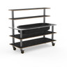 Mogogo - Modular 71" x 29.5" x 60" Black Marble / Brushed Stainless Steel Pro Back Bar Station W/ Ice Well & Casters - MGCMLC01MSXW