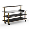 Mogogo - Modular 70.8" x 34.5" x 47" Black Marble / Brushed Brass Pro Bar Station W/ Stainless Steel Top, Ice Bin & Casters - MGCMLC05MBXW
