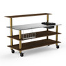 Mogogo - Modular 70.8" x 34.5" x 47" Bamboo / Brushed Brass Pro Bar Station W/ Stainless Steel Top, Ice Bin & Casters - MGCMLC05BBXW