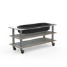 Mogogo - Modular 71" x 29.5" x 35" Bamboo / Brushed Stainless Steel Salad Bar Unit W/ Ice Bin & Casters - MGCMLE03BSXW