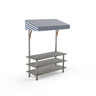 Mogogo - Modular 130" x 35" x 95" Grey Slate / Brushed Stainless Steel Classic Striped Canopy Unit - MGCMLB10GSWF