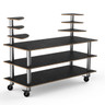 Mogogo - Modular 71" x 29.5" x 54" Black Marble / Brushed Stainless Steel Classic Multi-Shelf Station W/ Casters - MGCMLB11MSXW