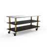 Mogogo - Modular 71" x 29.5" x 35" Black Marble / Brushed Brass Large Pro Unit W/ Stainless Steel Top & Casters - MGCMLA05MBXW