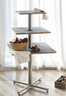 Mogogo - Polo 30" x 30" x 55" Grey Slate / Brushed Stainless Steel Square Display Table - MGCPPS01GSXX
