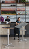 Mogogo - Polo 30" x 30" x 55" Grey Slate / Brushed Stainless Steel Square Display Table - MGCPPS01GSXX