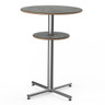 Mogogo - Polo 30" x 42" Grey Slate / Brushed Stainless Steel Round Bar Table W/ Shelf - MGCPBR02GSXX