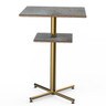 Mogogo - Polo 30" x 30" x 42" Grey Slate / Brushed Brass Square Bar Table W/ Shelf - MGCPBS02GBXX