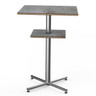 Mogogo - Polo 30" x 30" x 42" Grey Slate / Brushed Stainless Steel Square Bar Table W/ Shelf - MGCPBS02GSXX