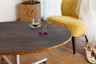 Mogogo - Polo 30" x 18" Mango Wood / Brushed Stainless Steel Round Coffee Table - MGCPFR01WSXX