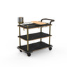 Mogogo - Roll'n 42.5" x 24" x 40.5" Black Marble / Brushed Brass Mixology Cart W/ Bumper & Leather Handle - MGCRNX13MBXX
