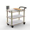 Mogogo - Roll'n 41" x 21" x 40.5" White Carrera / Brushed Brass Mixology Cart W/ Leather Handle - MGCRNX03CBXX