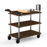 Mogogo - Roll'n 41.5" x 21" x 40.5" Mango Wood / Brushed Stainless Steel Mixology Cart W/ Bumper & Leather Handle - MGCRNX03WSXX