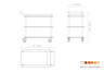 Mogogo - Roll'n 41" x 21" x 36.5" Grey Slate / Brushed Stainless Steel Top Border Cart - MGCRNX15GSXX