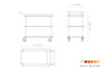 Mogogo - Roll'n 41" x 21" x 36.5" Black Marble / Brushed Stainless Steel Top Border Cart - MGCRNX15MSXX