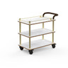 Mogogo - Roll'n 41" x 21" x 36.5" White Carrera / Brushed Brass Top Border Cart W/ Leather Handle - MGCRNX02CBXX